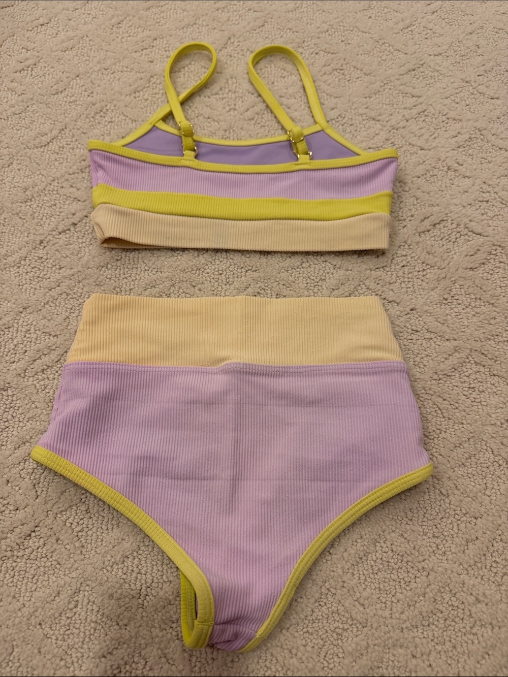 Beach Riot Lavender and Pale Yellow Ribbed Bikini Set - Picture 4 of 5